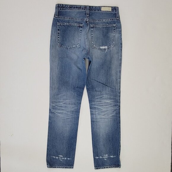AG Isabelle High Rise Straight Crop Distressed Torn Jean in Wind Worn - Picture 2 of 9